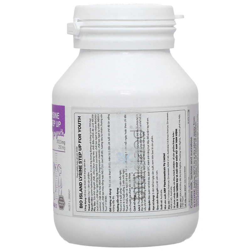 Bio Island Lysine Step Up For Youth hỗ trợ cải thiện tình trạng kém ăn lọ 60 viên - 2